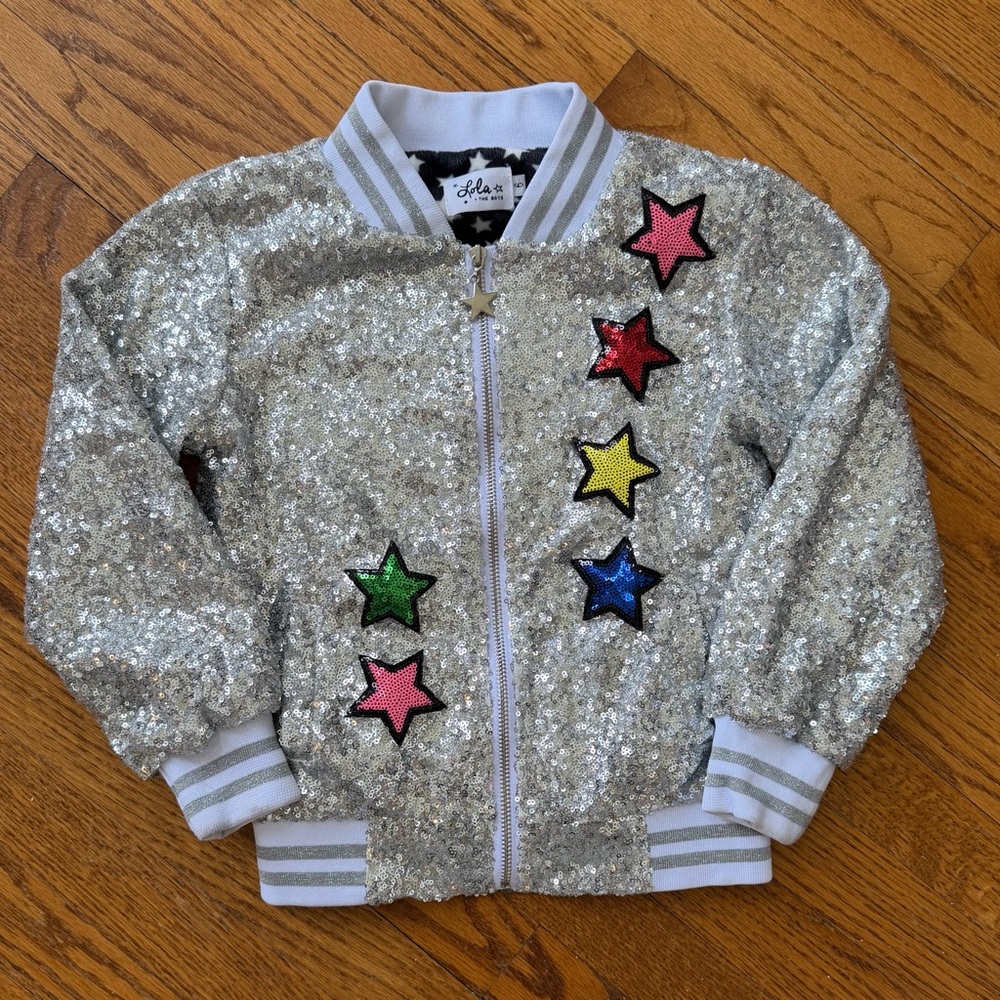 Lola + The Boys Glittering Silver Star Jacket